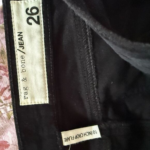 Rag & Bone 10" Crop Flare Black Velvet Pants $200 26 - Picture 7 of 10